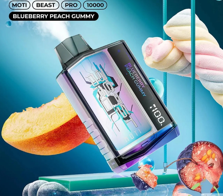 MOTI Beast Pro 10000 Puffs Vape - borovničevo breskev gumi: prihodnost sloga in okusa na slovenski vape sceni